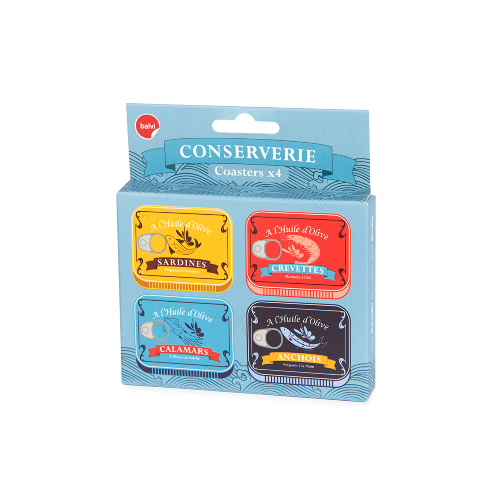 Glas-Untersetzer CONSERVERIE 4er Set  aus Silikon, assortiert