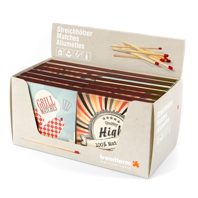 Karton-Display MATCHES leer, mit Platz für 12 Pack