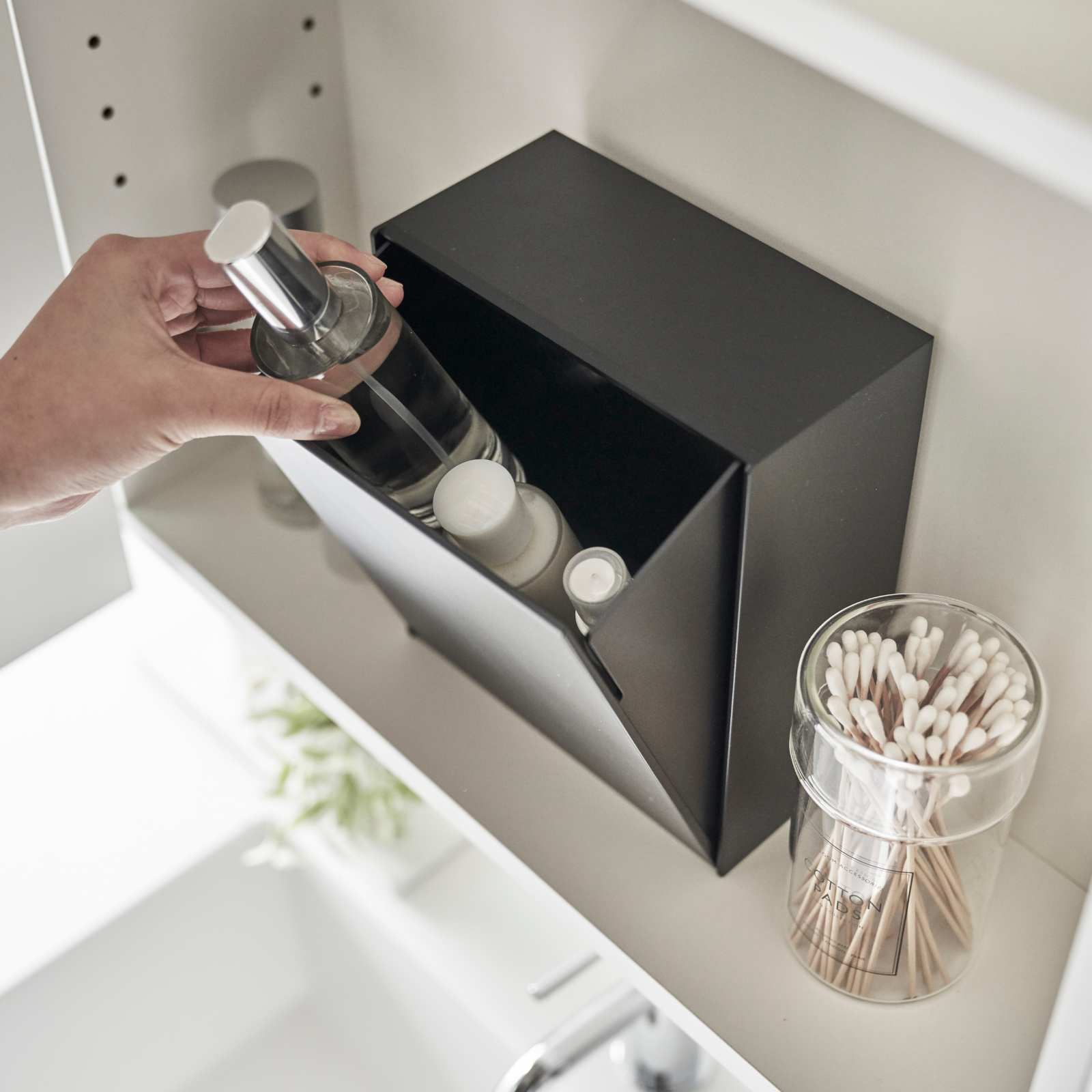 Klebehaken-Aufbewahrungsbox TOWER schwarz 
