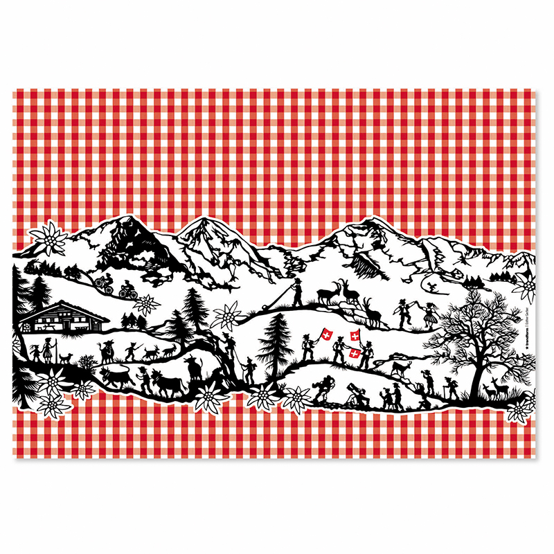 Papiertischset SWISS TRADITION 5 4 Sujets à 12 Blatt