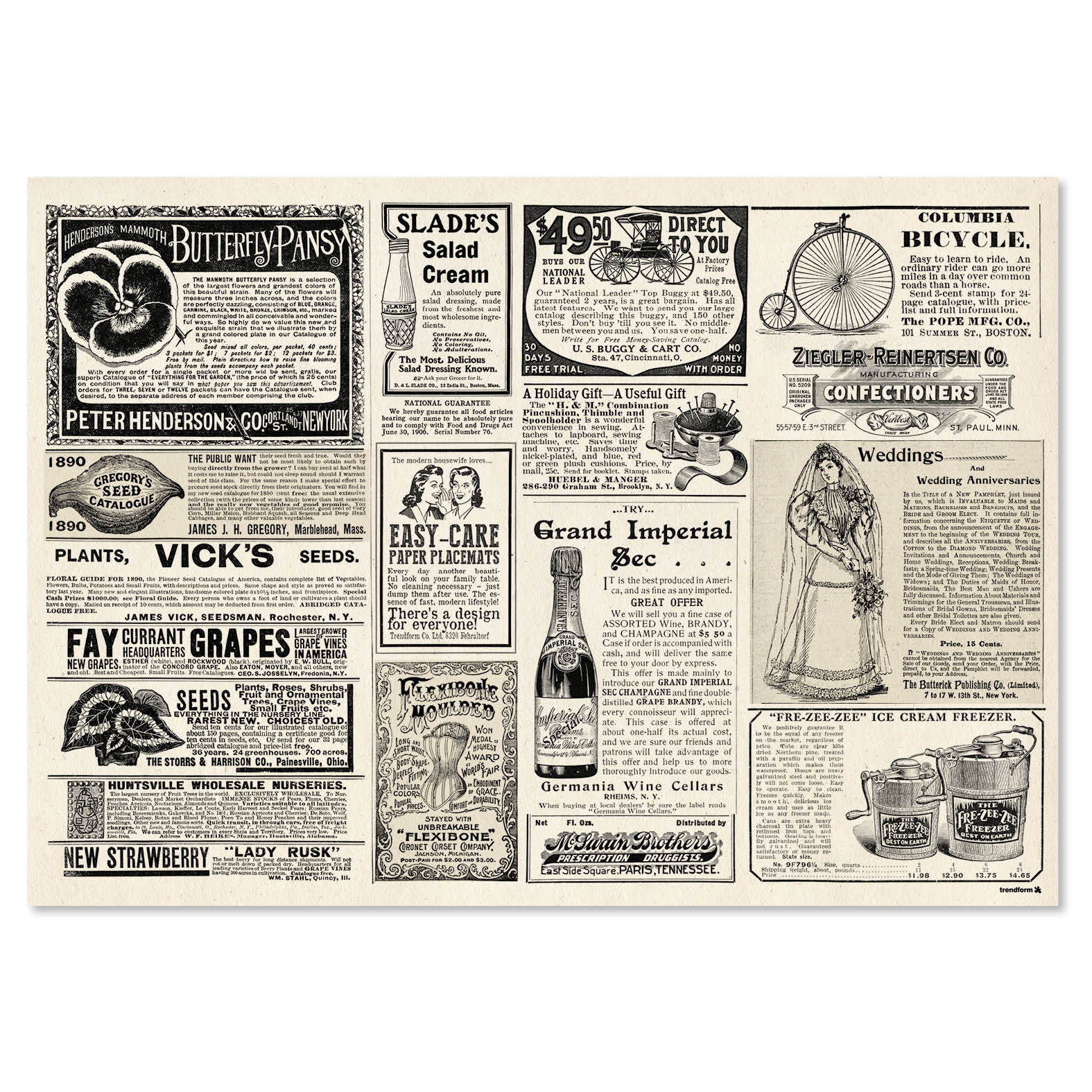 Papiertischset NEWSPAPER 4 Sujets à 12 Blatt