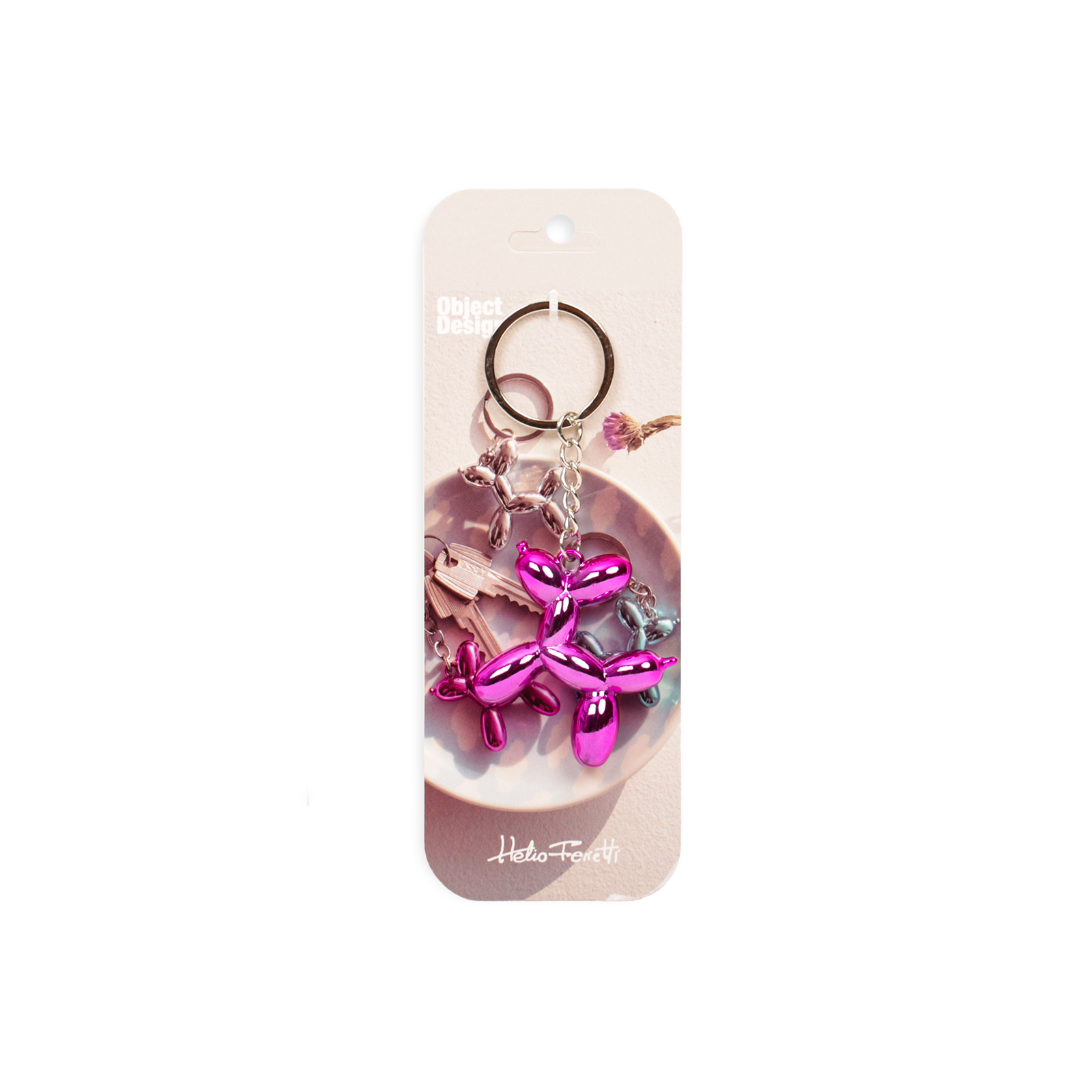 METALLIC PUPPY KEYCHAIN PINK 