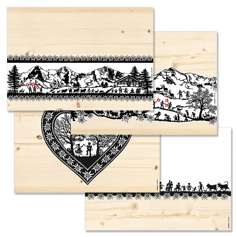 Papiertischset SWISS TRADITION 7 4 Sujets à 12 Blatt