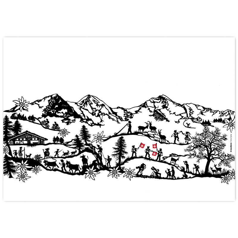 Papiertischset SWISS TRADITION 1 4 Sujets à 12 Blatt