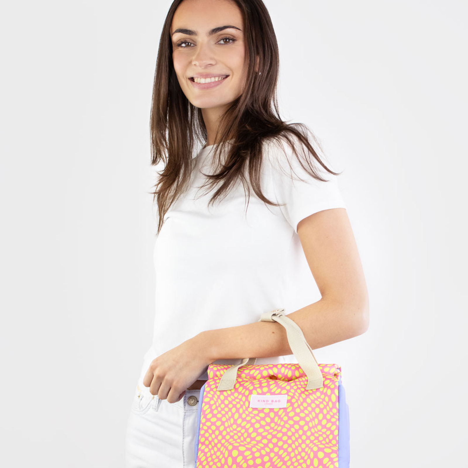 Lunch Bag Twisted Polka pink & yellow 