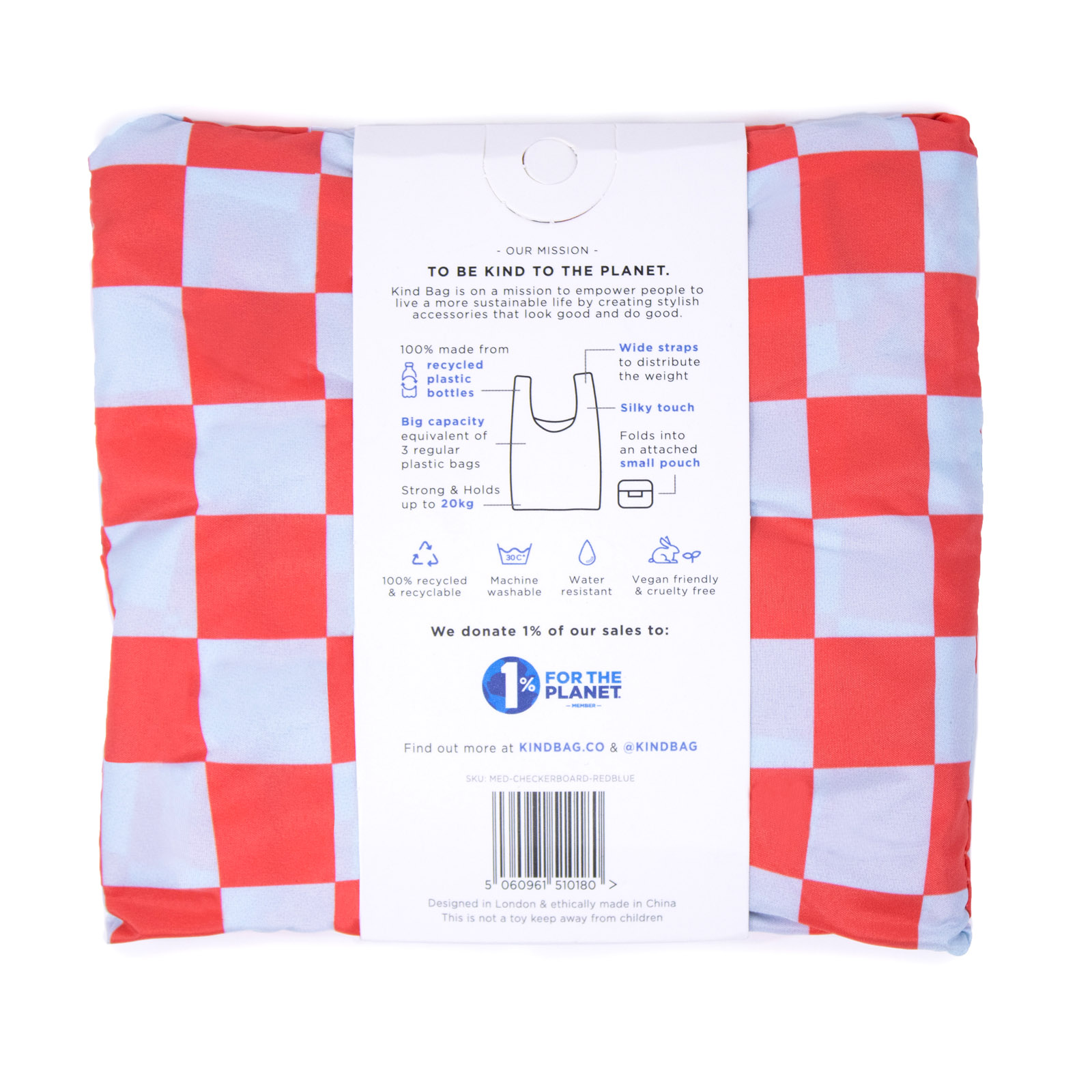 Medium Bag Checkerboard Red + Blue 
