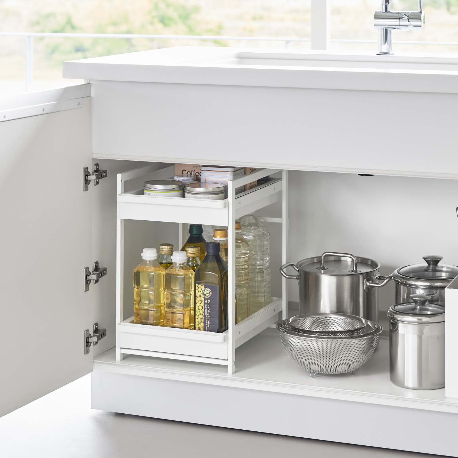 2-stöckiges Spülschrank-Regal TOWER weiss 