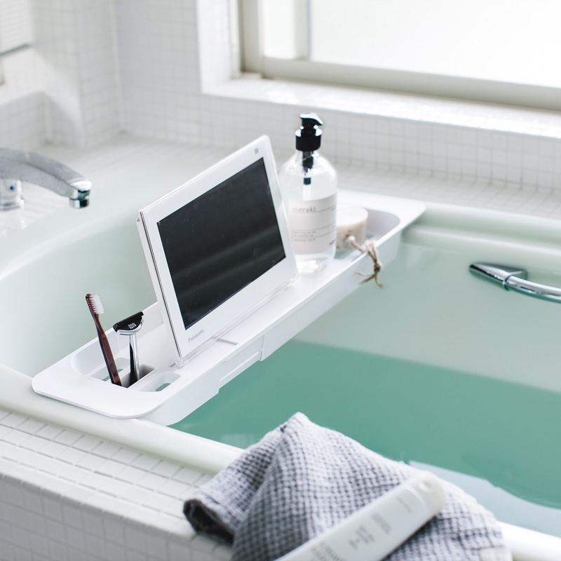 Ausziehbares Badregal TOWER weiss für die Badewanne