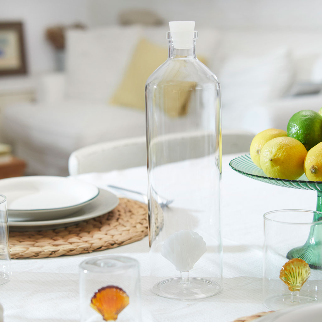 Glasflasche ATLANTIS SHELL 1.2 l weiss Borosilicate