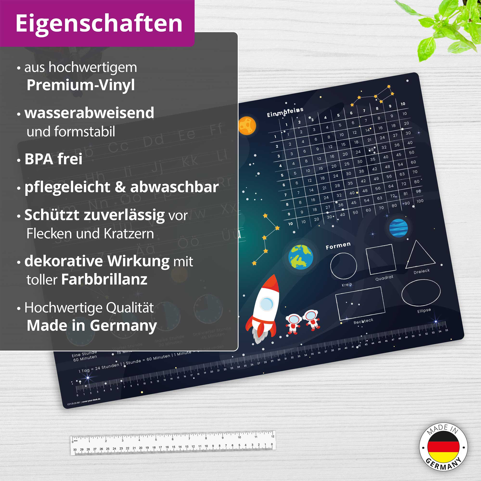 Schreibunterlage WELTRAUM ABC + Einmaleins 