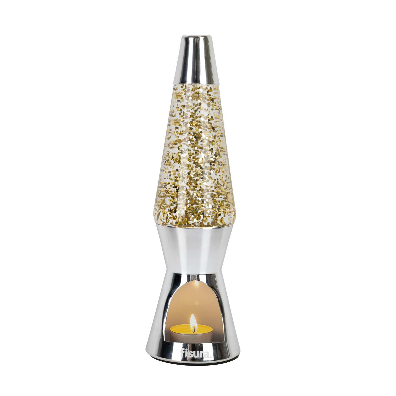 Lava Lamp T-LIGHT chrome&glitter 