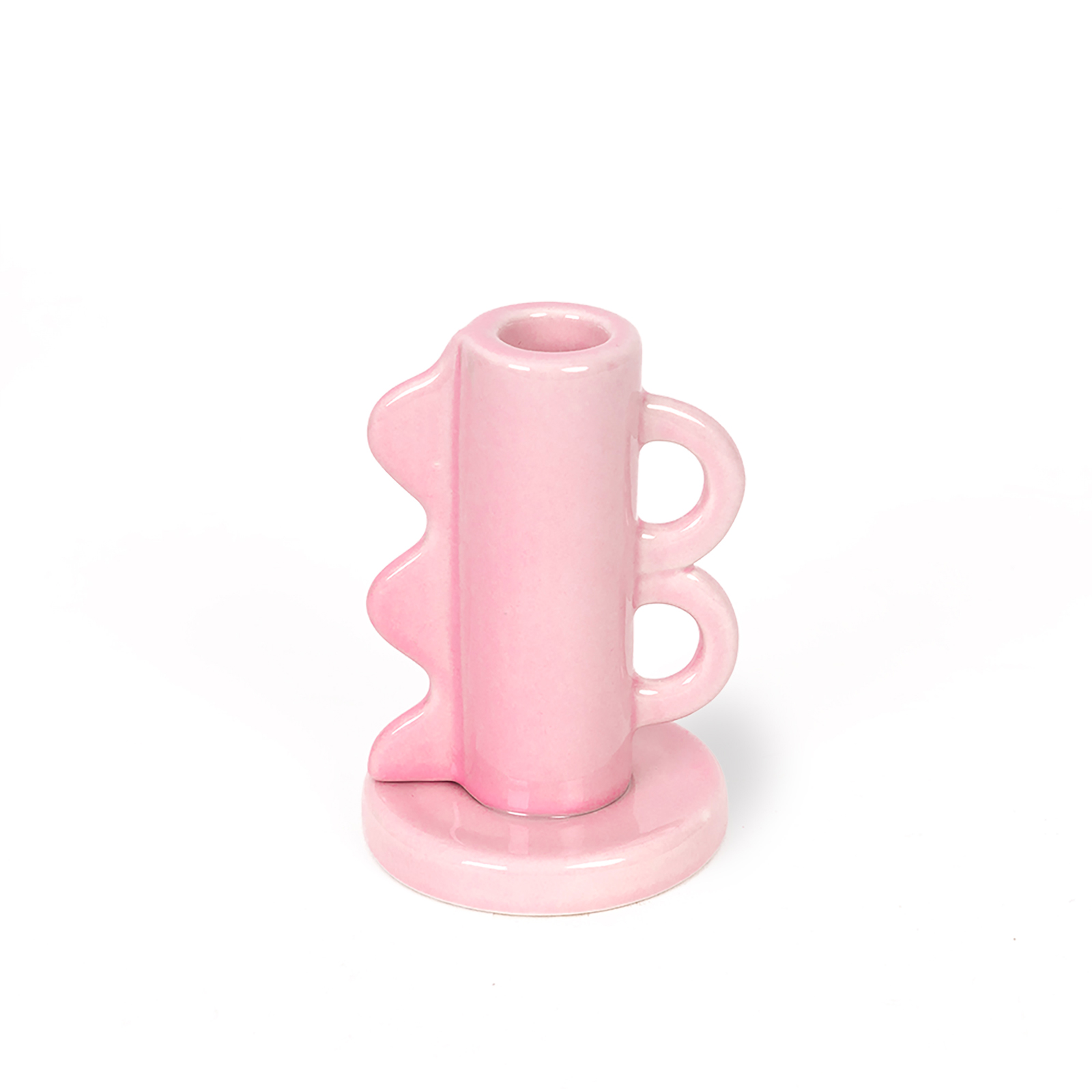 VINTAGE DOUBLE HANDLE CANDLE HOLDER PINK   