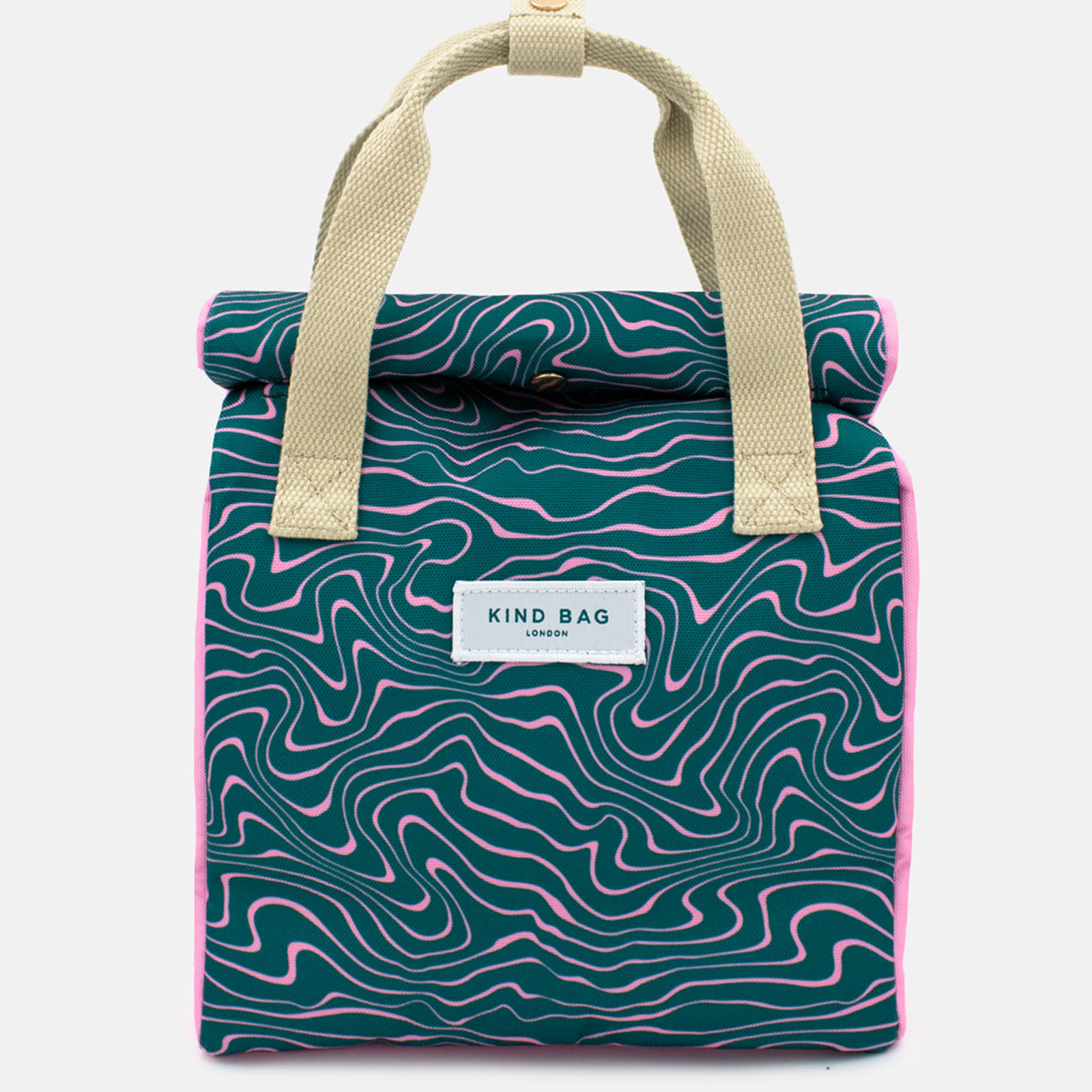 Lunch Bag Contours green & pink 