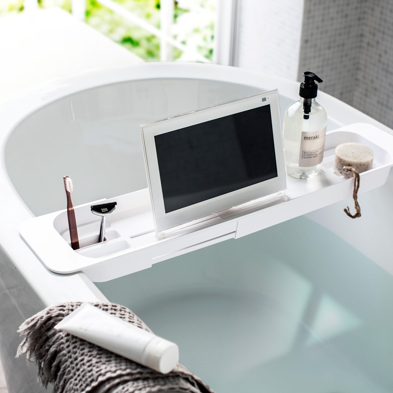 Ausziehbares Badregal TOWER weiss für die Badewanne