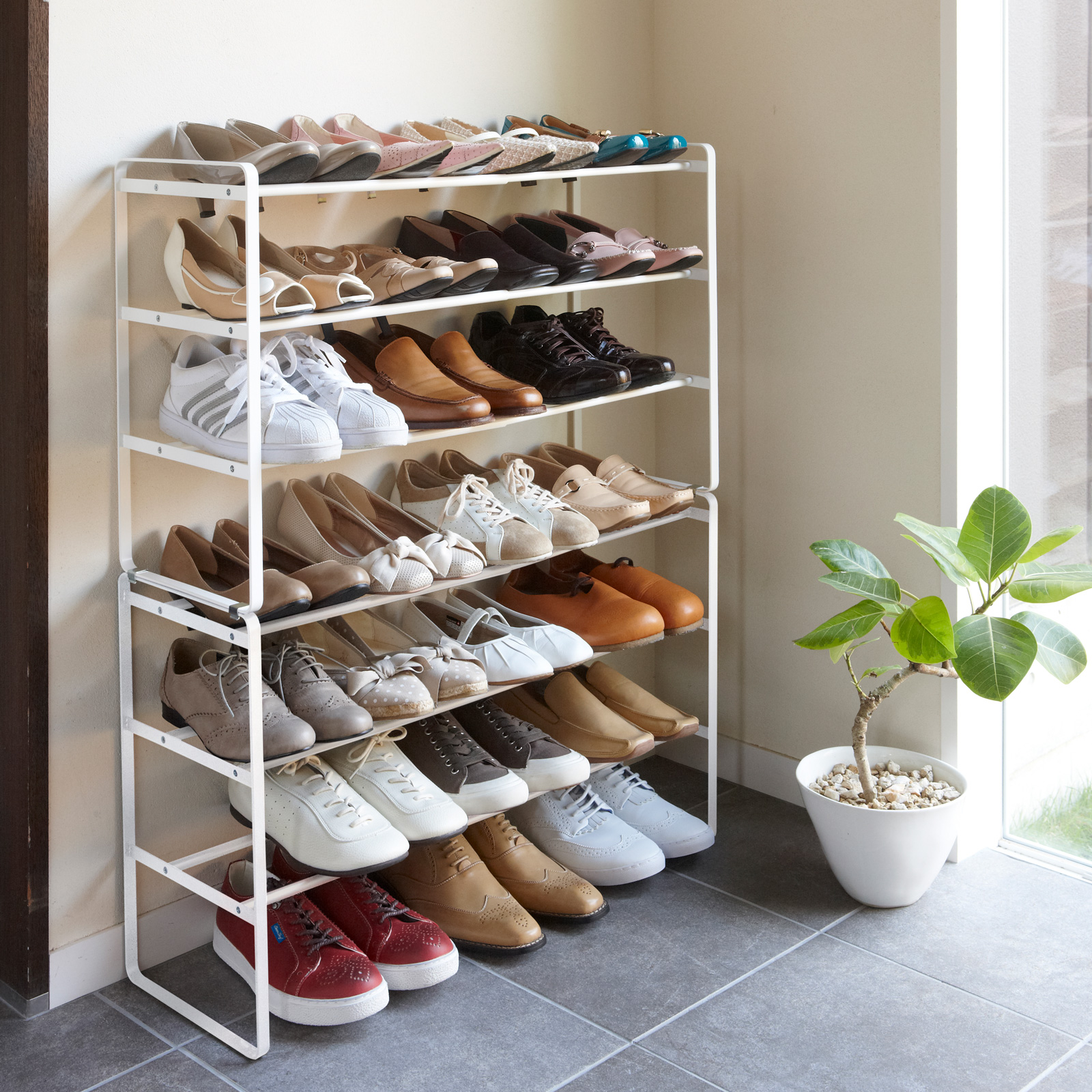 3-stufiges ausziehbares Schuhregal TOWER weiss 