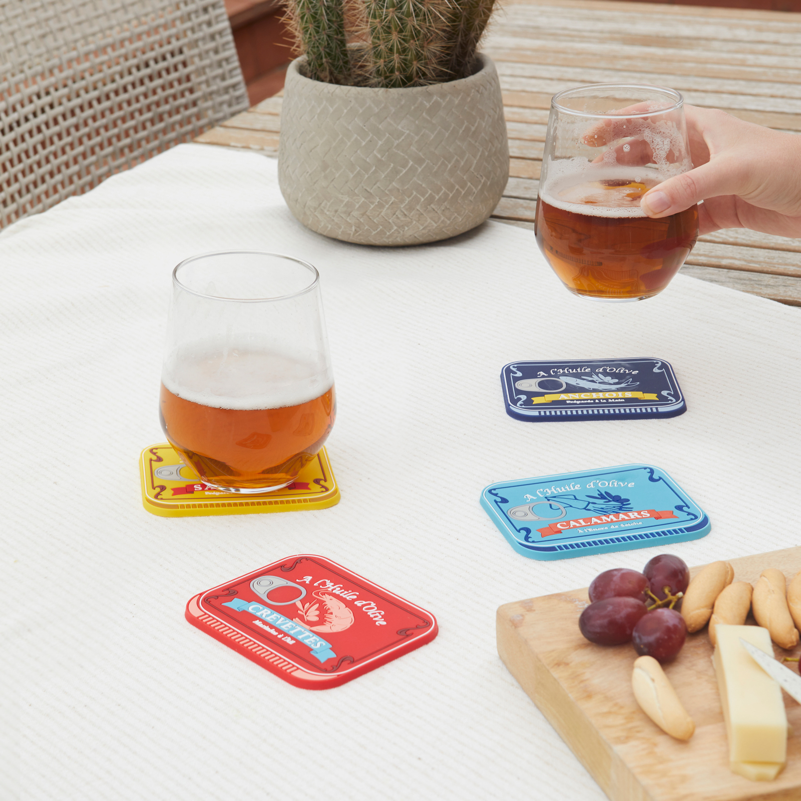 Glas-Untersetzer CONSERVERIE 4er Set  aus Silikon, assortiert