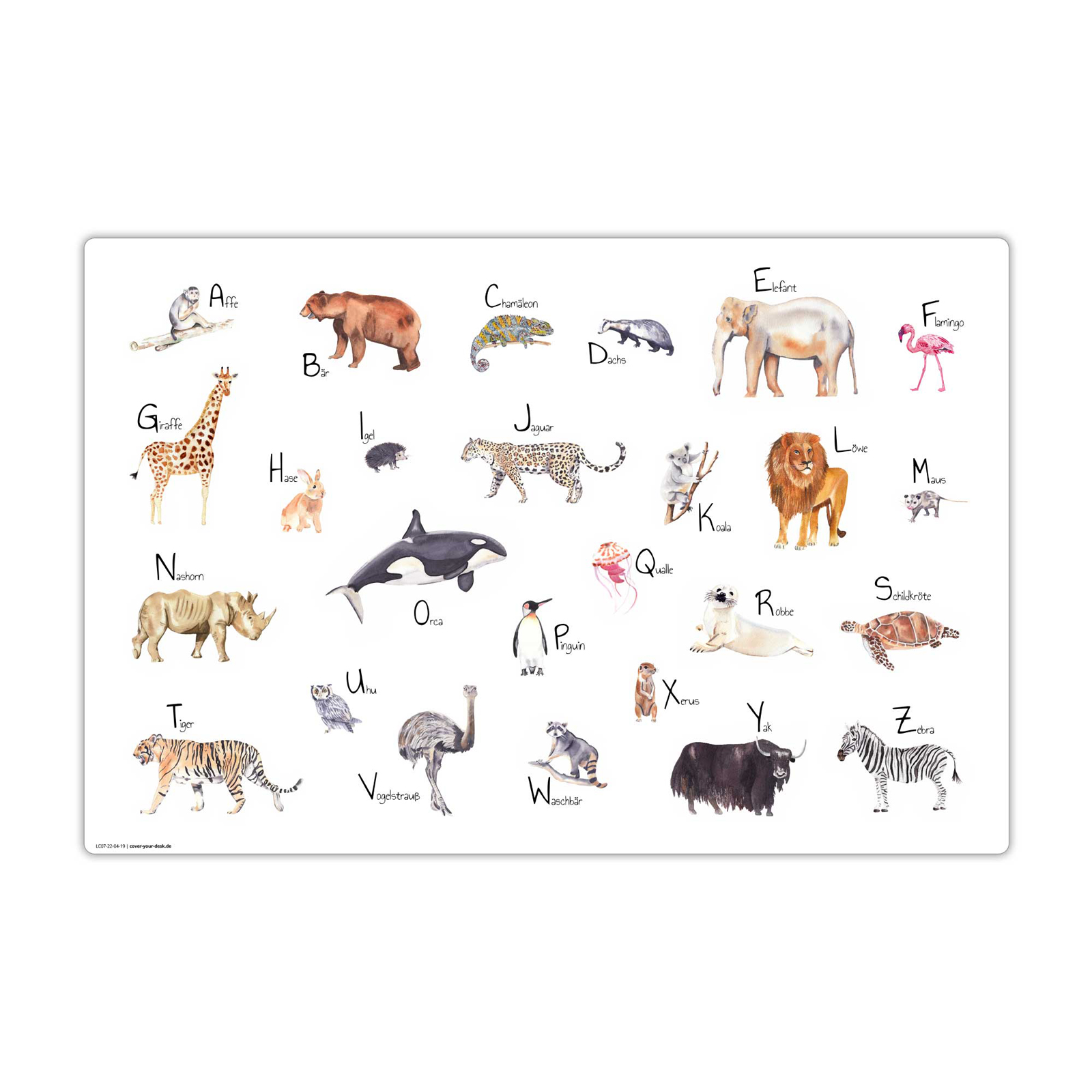 Schreibunterlage TIERE ABC 