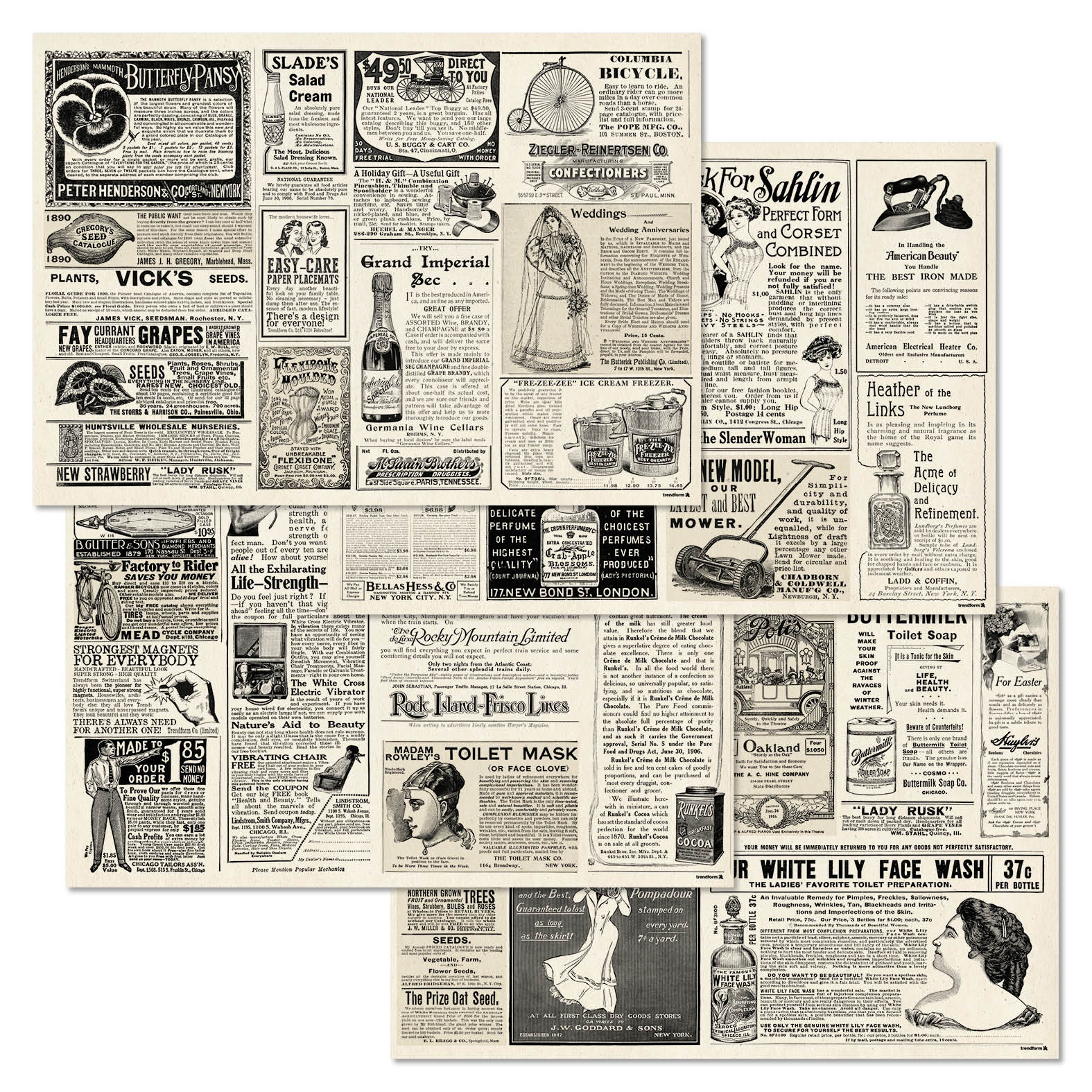 Papiertischset NEWSPAPER 4 Sujets à 12 Blatt
