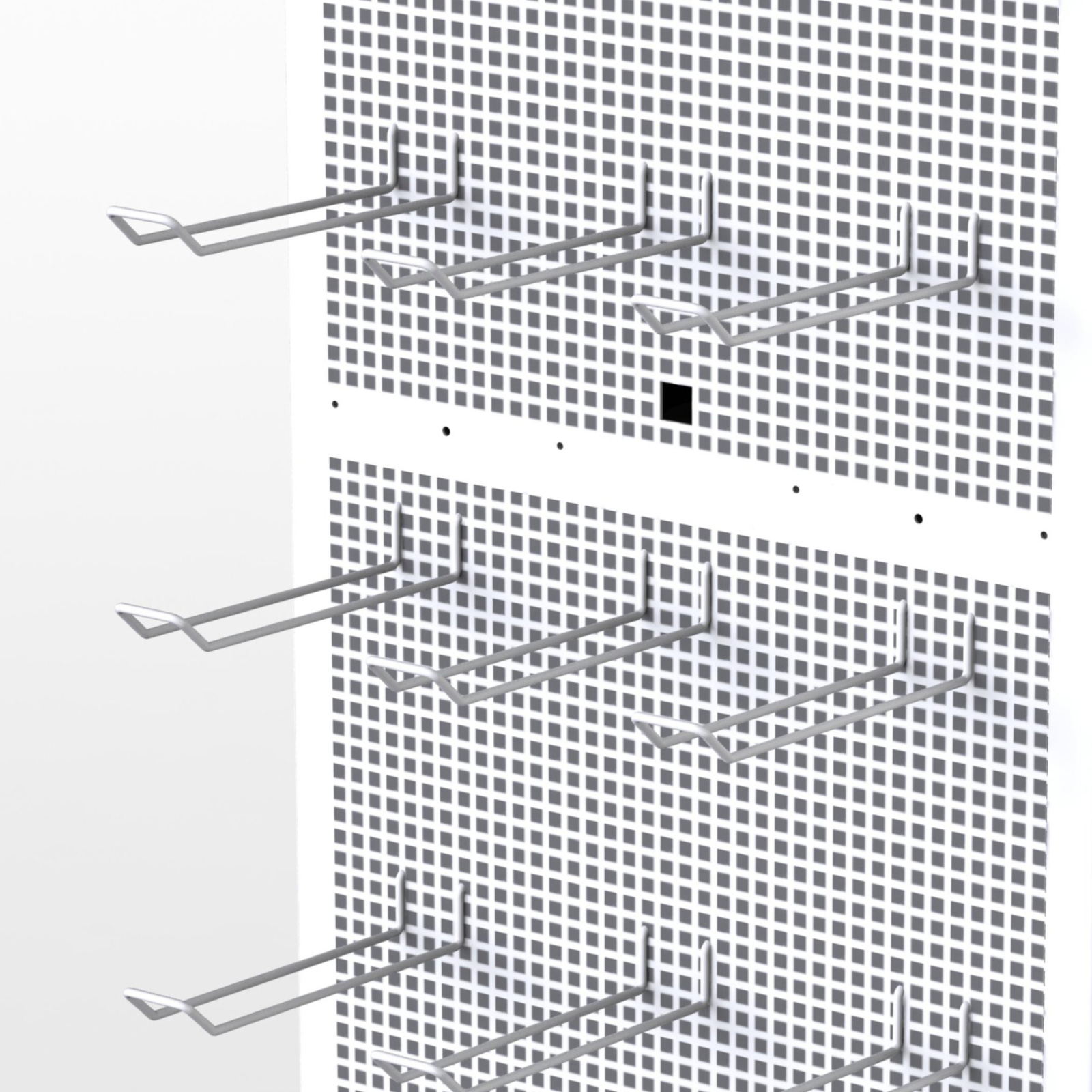 Bodendisplay MAGNETS 3.0 leer Metall, drehbar, weiss, 60 Haken, 2-seitig