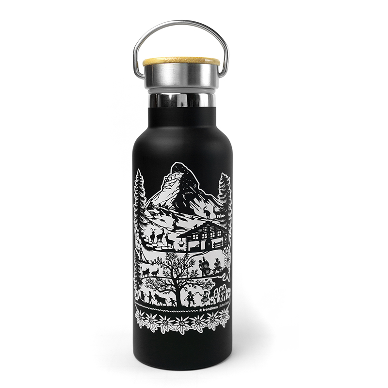 Trinkflasche SWISS TRADITION schwarz 500 ml