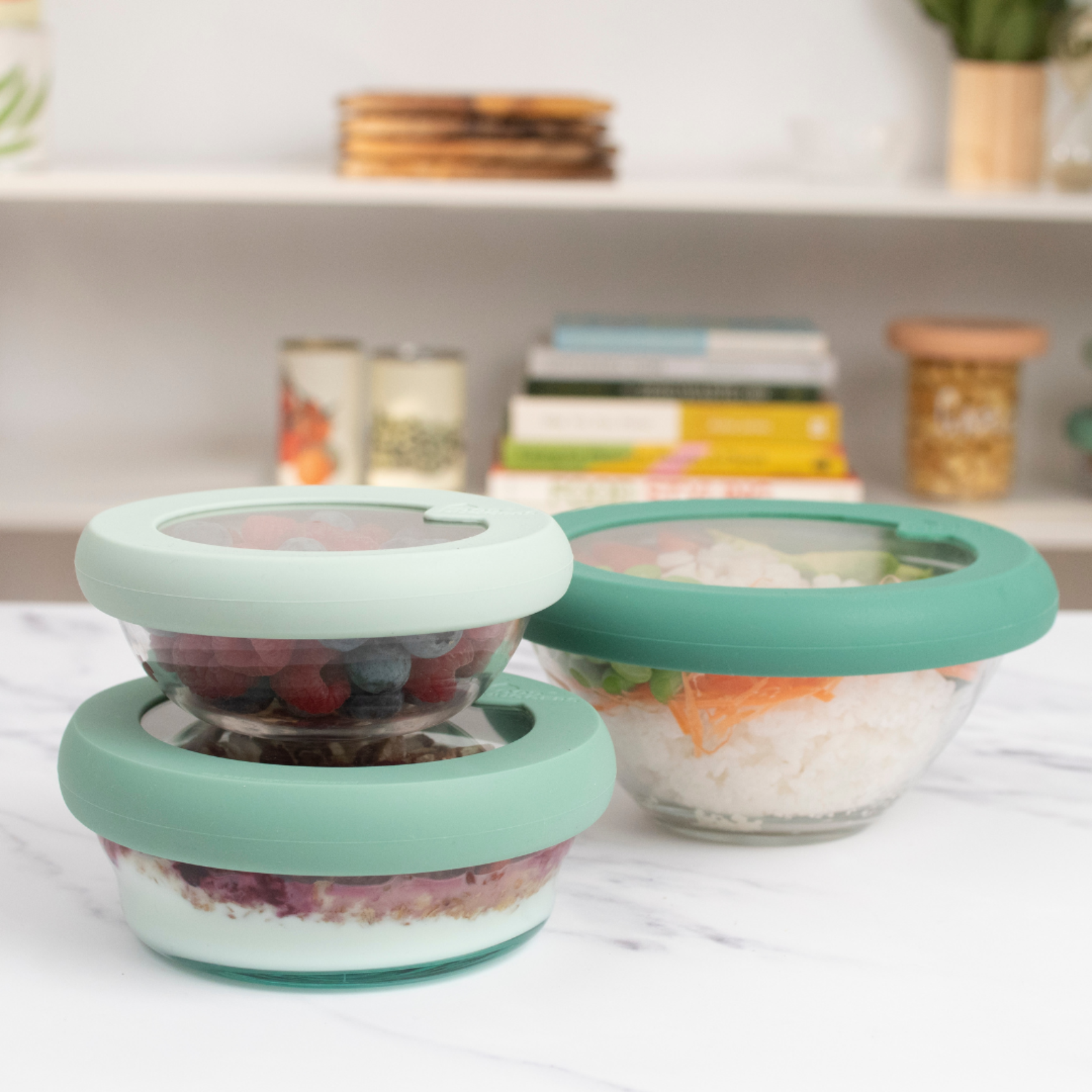Glass Bowl Lids 3er-Set (XS/S/M) Gradual Green 