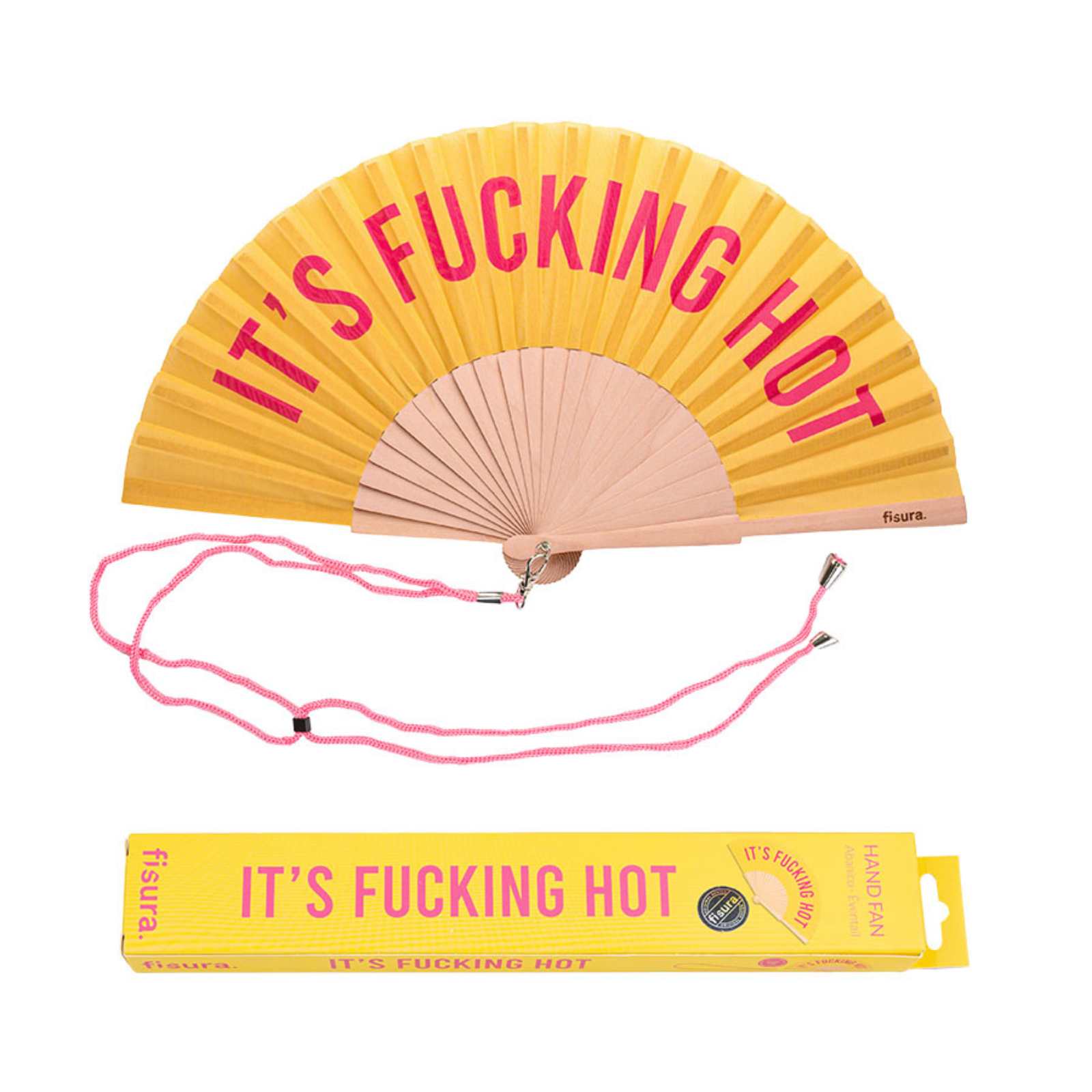 Handfächer FUCKING HOT yellow & pink  