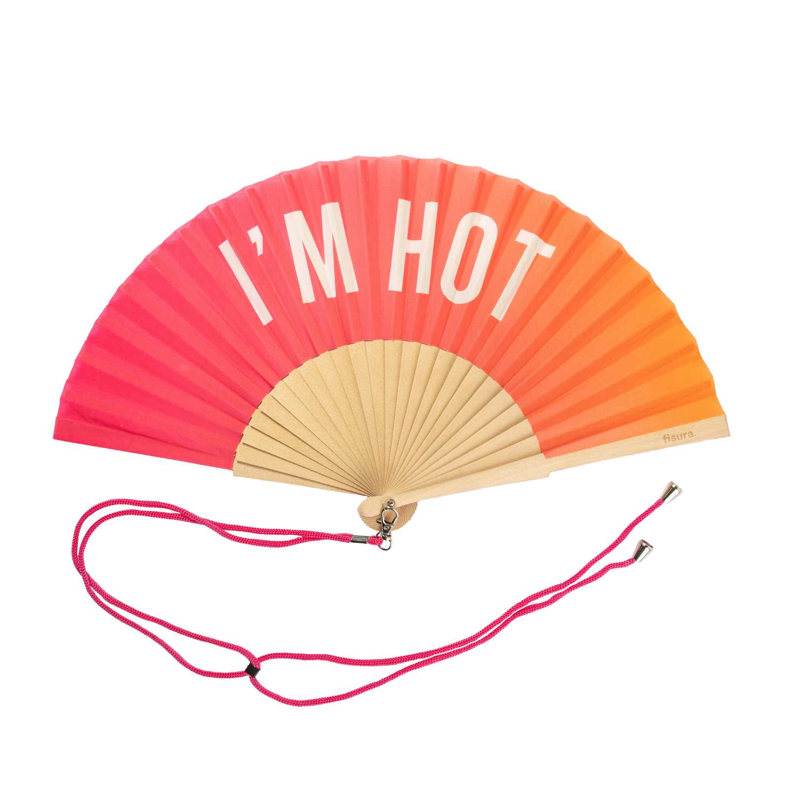 Handfächer I'M HOT pink and orange gradient 