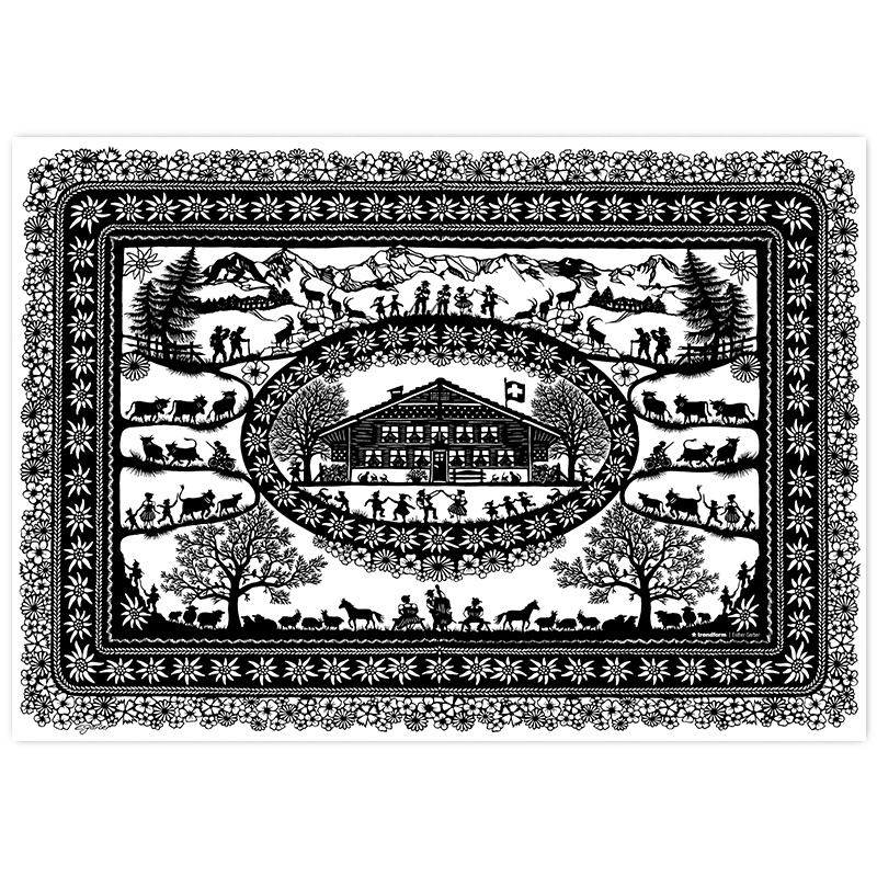 Papiertischset SWISS TRADITION 2 4 Sujets à 12 Blatt