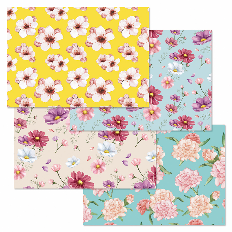 Papiertischset FLOWERY 4 Sujets à 12 Blatt