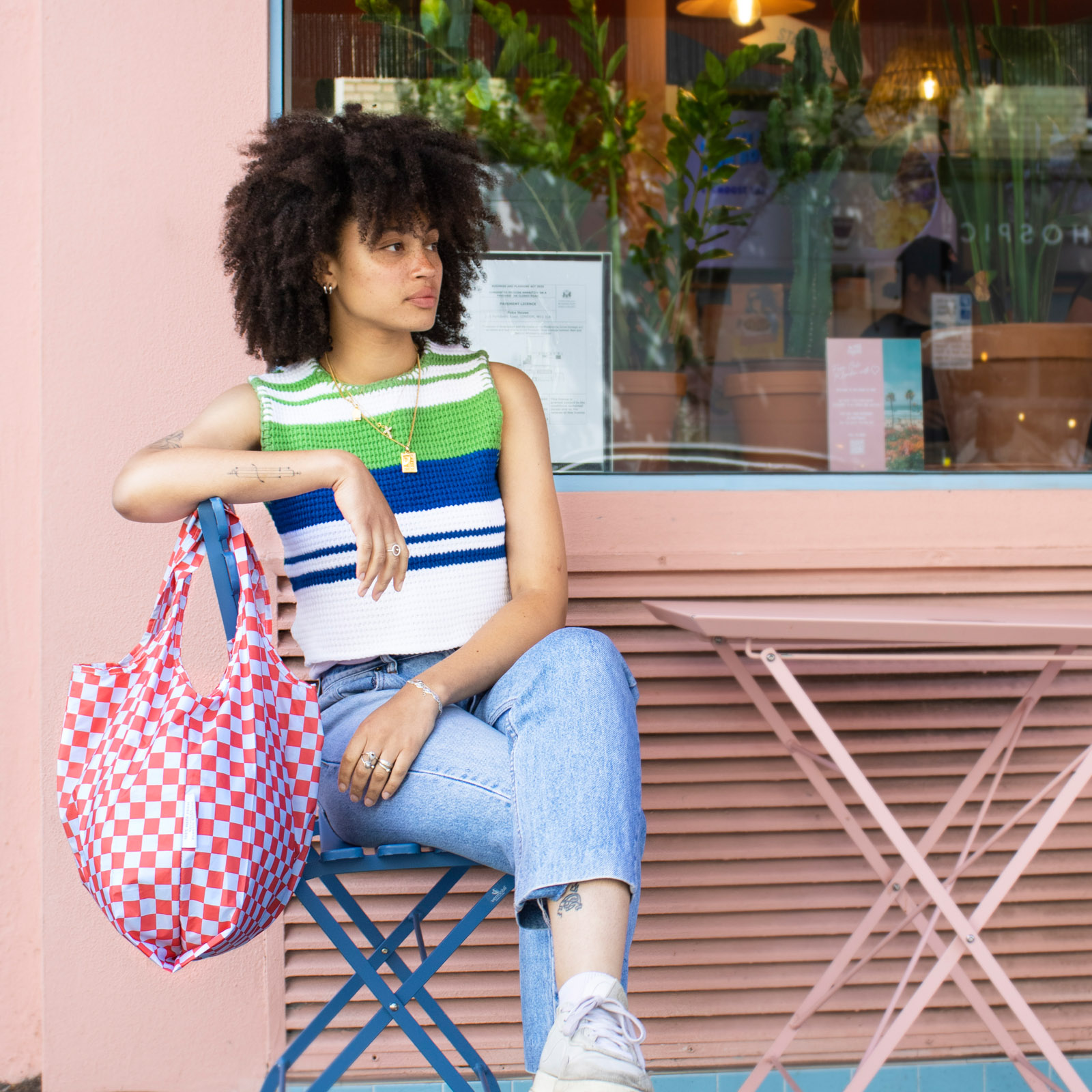 Medium Bag Checkerboard Red + Blue 