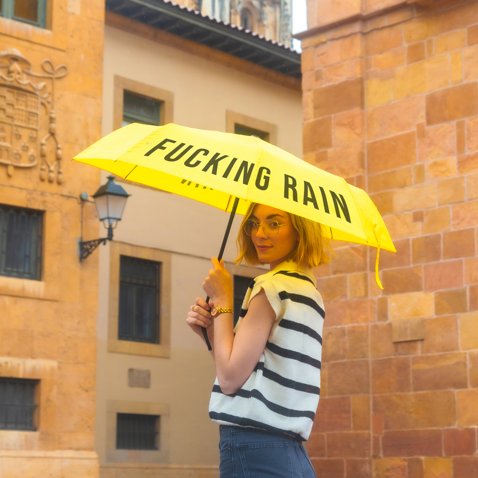 Schirm Yellow FUCKING RAIN 