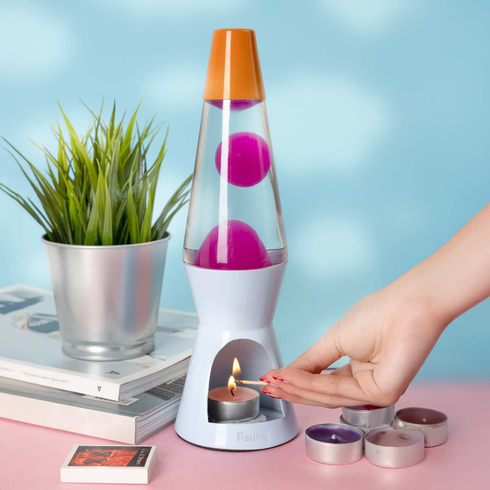 Lava Lamp T-LIGHT - blue & pink 
