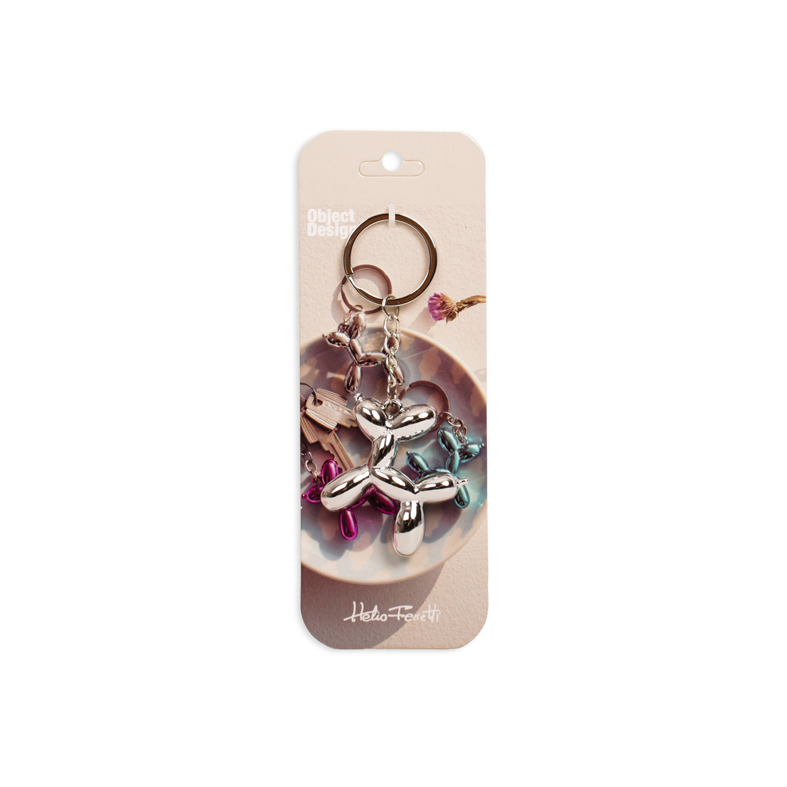 METALLIC PUPPY KEYCHAIN SILVER 