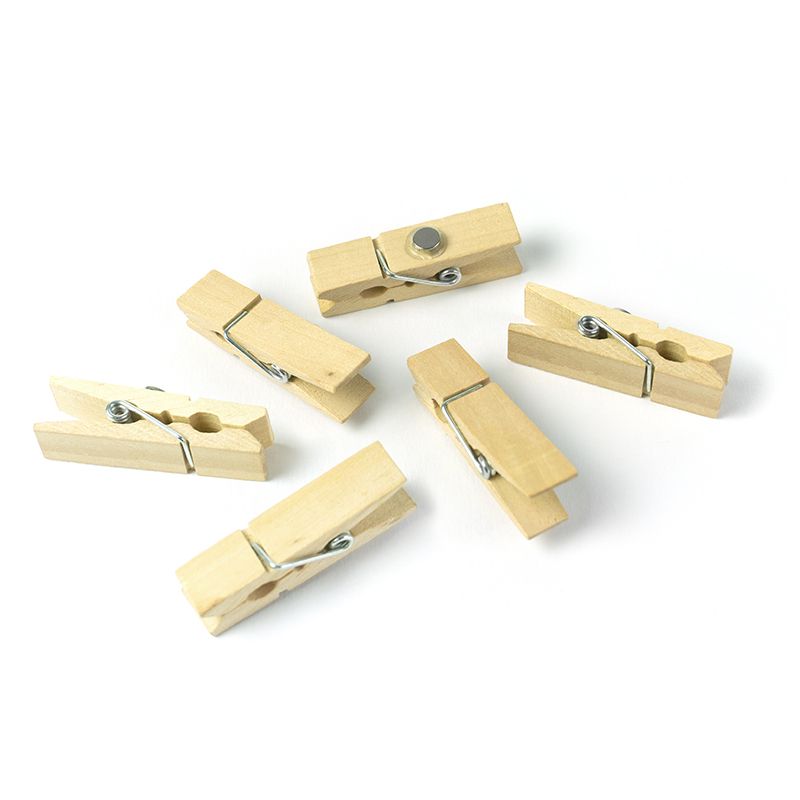 Magnete WOODY KLIP 6er Set holzfarben 