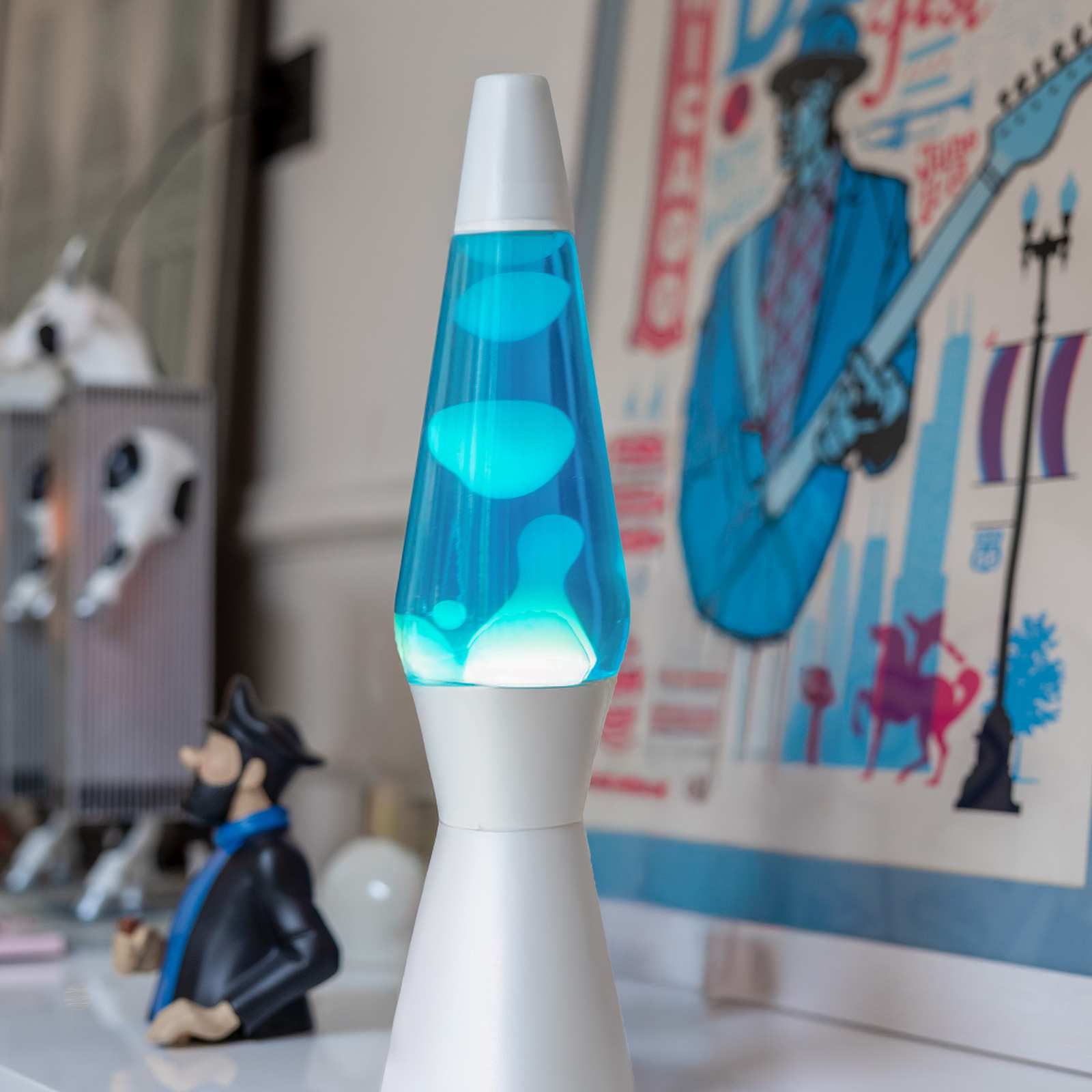 Lava Lamp BULLET blue/white 